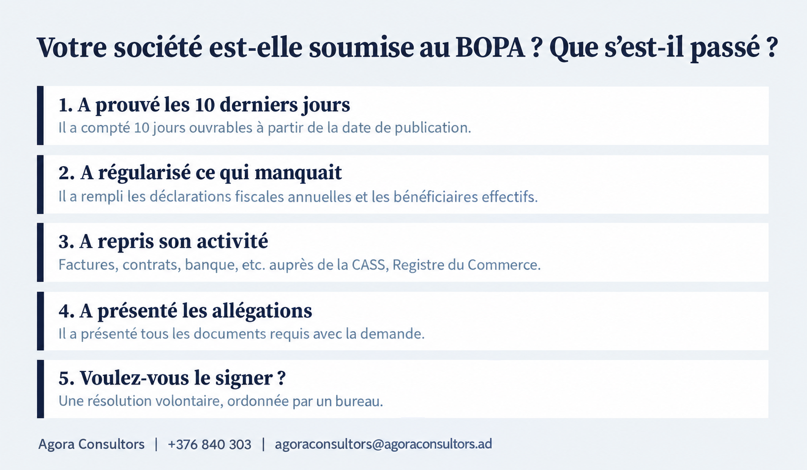 Que faire face à la dissolution des sociétés inactives en Andorre publiées au BOPA